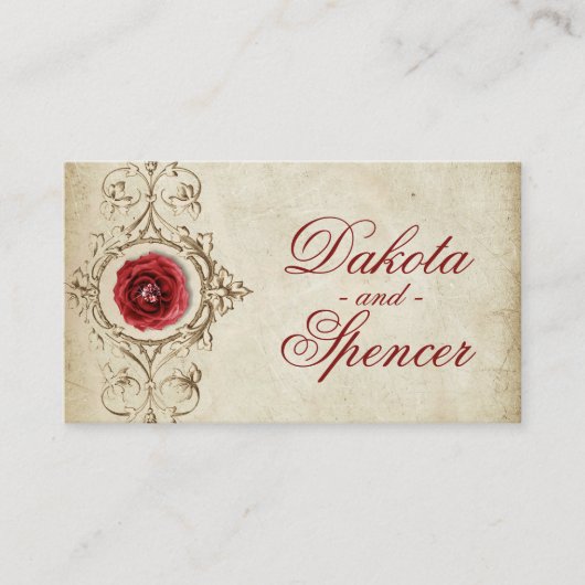 met juwelen getooid Roos |  website Grunge Crimson Informatiekaartje (Voorkant)