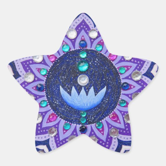 Met juwelen getooide lotus mandala sticker (Voorkant)