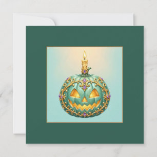 Met juwelen versierde Band Teal Jack-O-Lantern Vie Kaart