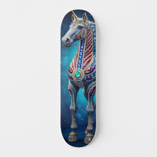 Met juwelen versierde eenhoorn persoonlijk skateboard (Voorkant)