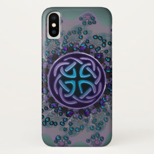Met juwelen versierde Keltische fractale mandala i iPhone X Hoesje