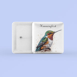 Met juwelen versierde kolibrie-serenade, op maat g vierkante button 5,1 cm