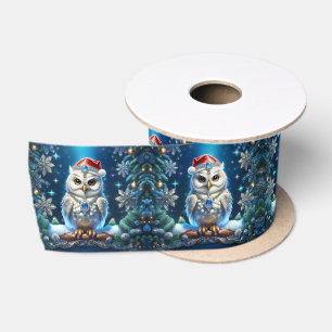 Met juwelen versierde uil met lint van kerstmuts