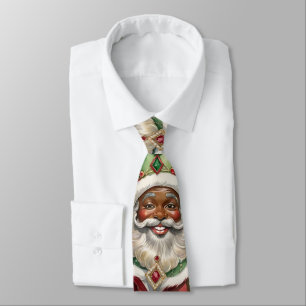Met juwelen versierde Zwarte Kerstman in vintage s Stropdas