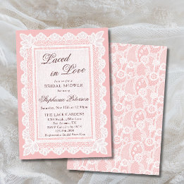 Met Kant in de Liefde Vintage Roze Kant Bruiloft B Kaart