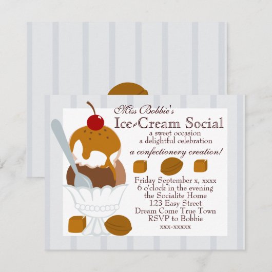 Met karamel beklede ijskap kaart (Voorkant / Achterkant)