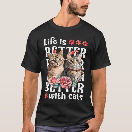 Met Katten Valentijnsdag Kat T-shirt (Voorkant)