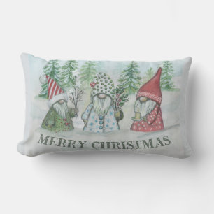 Met kerst beboste gnomen Lumbar Pillow Kussen