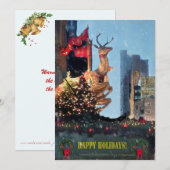 Met kerst gedecormeerde renrenniersneeuwflAT Feestdagenkaart (Voorkant / Achterkant)