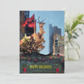 Met kerst gedecormeerde renrenniersneeuwflAT Feestdagenkaart (Staand voorkant)