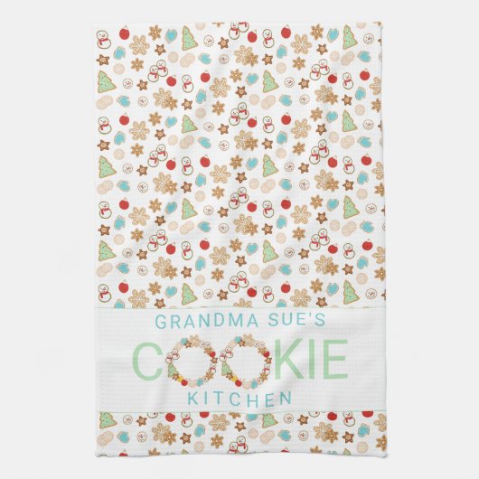 Met kerst gepatterde oma's Cookie Kitchen Theedoek (Verticaal)