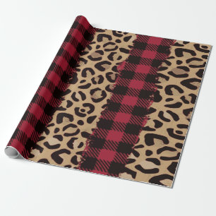 Met kerst geveegde leopard safari cadeaupapier