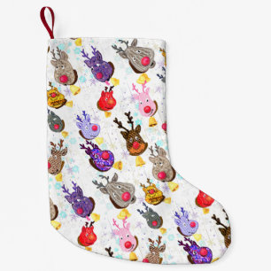 Met kerst kleurrijke speelgoeddeers met bellendekl kleine kerstsok