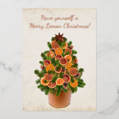 Met kerstbomen gedroogde citrusvruchten Foto's Folie Feestdagenkaart (Voorkant)