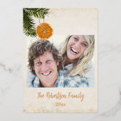 Met kerstbomen gedroogde citrusvruchten Foto's Folie Feestdagenkaart (Achterkant)