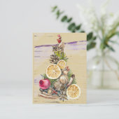 Met kerstbomen gedroogde vruchten, noten, goudPaar Feestdagenkaart (Staand voorkant)