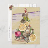 Met kerstbomen gedroogde vruchten, noten, goudPaar Feestdagenkaart (Voorkant / Achterkant)