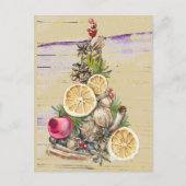 Met kerstbomen gedroogde vruchten, noten, goudPaar Feestdagenkaart (Voorkant)