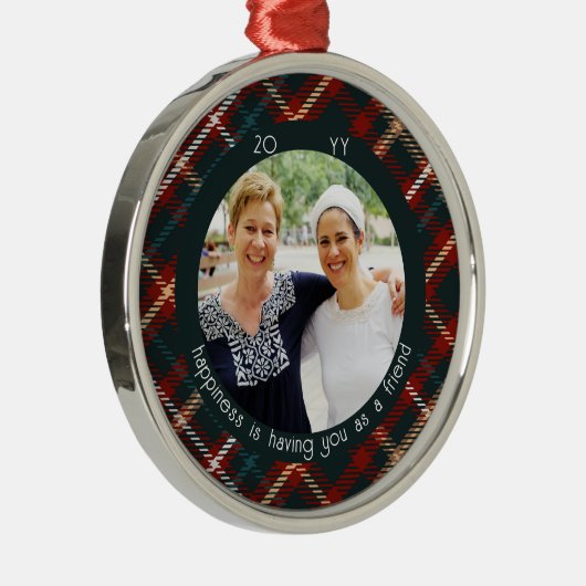 Met kerstcadeaufotogeluk ben je vrienden metalen ornament (Rechts)