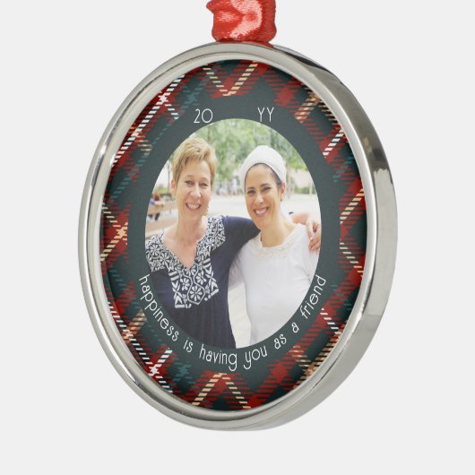 Met kerstcadeaufotogeluk ben je vrienden metalen ornament (Links)