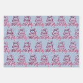 Met kersthandschrift Greetings Gray Blue Green Inpakpapier Vel (Voorkant 3)