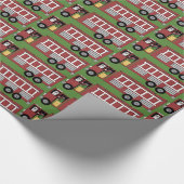 Met kerstkerstman aangedreven brandweerwagen cadeaupapier (Hoek)