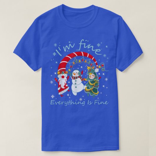 Met kerstlampjes ben ik in orde Alles is prima ker T-shirt (Design voorkant)