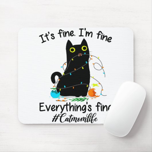 Met kerstlampjes ben ik in orde. muismat (Met muis)