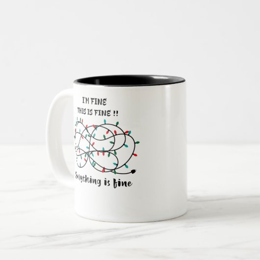 Met kerstlampjes ben ik in orde. tweekleurige koffiemok (Voorkant links)