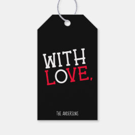 Met Kerstliefde Chic & Stout Zwart, Wit & Rood Cadeaulabel