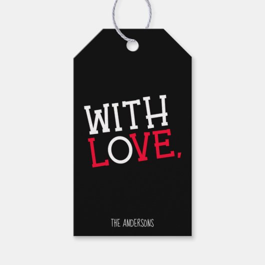 Met Kerstliefde Chic & Stout Zwart, Wit & Rood Cadeaulabel (Voorkant)