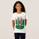 Met kerstmeisjes'Fine Jersey T-/Reindeer heeft cad T-shirt (Voorkant volledig)