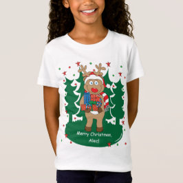 Met kerstmeisjes'Fine Jersey T-/Reindeer heeft cad T-shirt