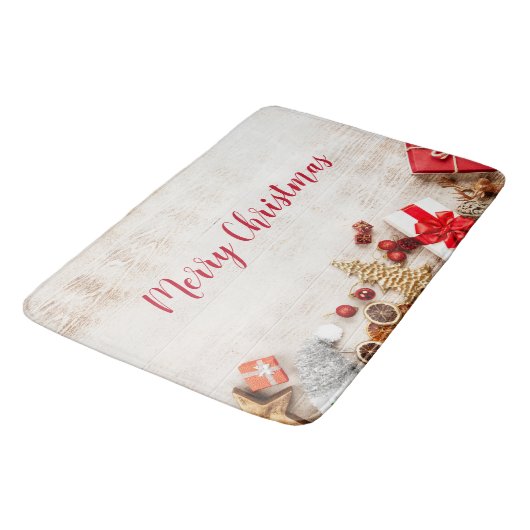 Met kerstmis behandelde items op een Rustige Woode Badmat (Gekanteld)
