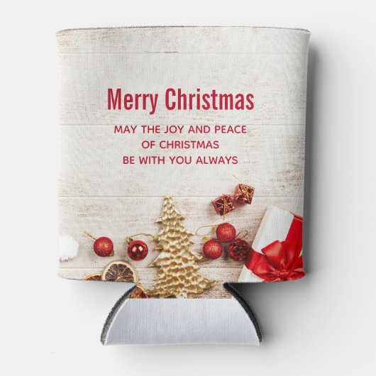 Met kerstmis behandelde items op een Rustige Woode Blikjeskoeler (Voorkant)