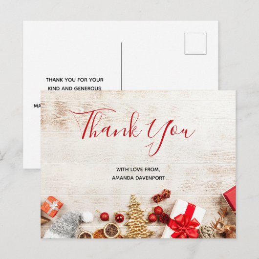 Met kerstmis behandelde items op een Rustige Woode Briefkaart (Voorkant / Achterkant)