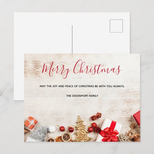 Met kerstmis behandelde items op een Rustige Woode Briefkaart (Voorkant / Achterkant)