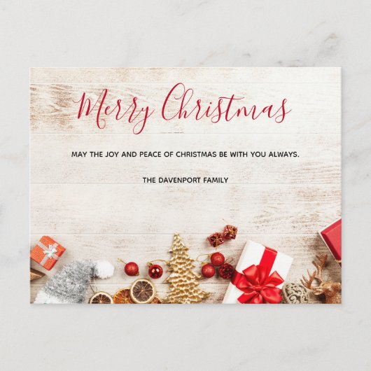 Met kerstmis behandelde items op een Rustige Woode Briefkaart (Voorkant)