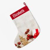 Met kerstmis behandelde items op een Rustige Woode Grote Kerstsok (Achterkant (Hangend))