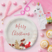 Met kerstmis behandelde items op een Rustige Woode Papieren Bordje (Feest)