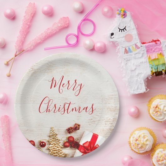 Met kerstmis behandelde items op een Rustige Woode Papieren Bordje (Feest)