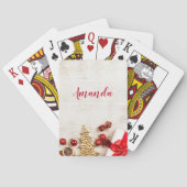Met kerstmis behandelde items op een Rustige Woode Pokerkaarten (Achterkant)