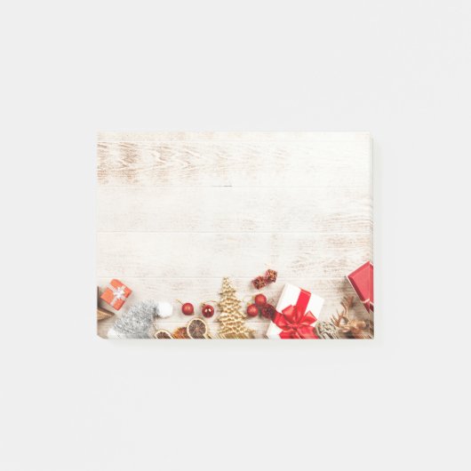 Met kerstmis behandelde items op een Rustige Woode Post-it® Notes (Voorkant)