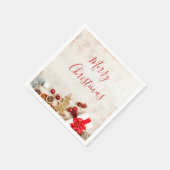 Met kerstmis behandelde items op een Rustige Woode Servet (Hoek)