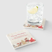 Met kerstmis behandelde items op een Rustige Woode Stenen Onderzetter (Zijkant)