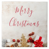 Met kerstmis behandelde items op een Rustige Woode Tegeltje (Voorkant)