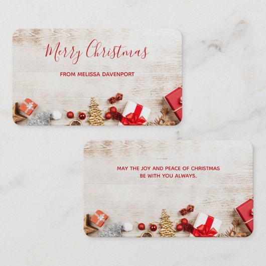 Met kerstmis behandelde items op een Rustige Woode Visitekaartje (Voorkant / Achterkant)