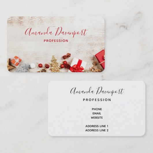 Met kerstmis behandelde items op een Rustige Woode Visitekaartje (Voorkant / Achterkant)