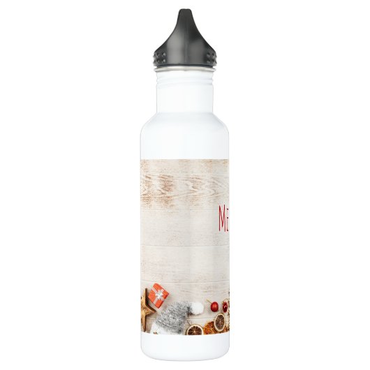 Met kerstmis behandelde items op een Rustige Woode Waterfles (Links)