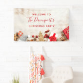 Met kerstmis behandelde items op een Wooden Board  Spandoek (Insitu)